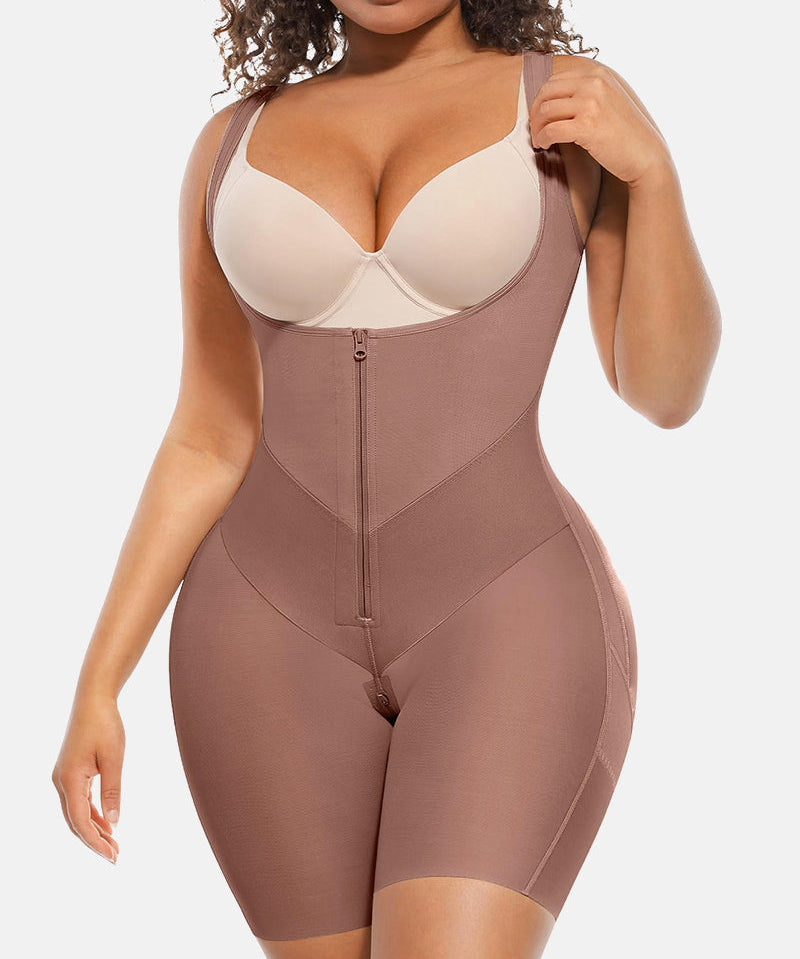 Tummy Control Postpartum Faja Body Shaper with Zipper Crotch