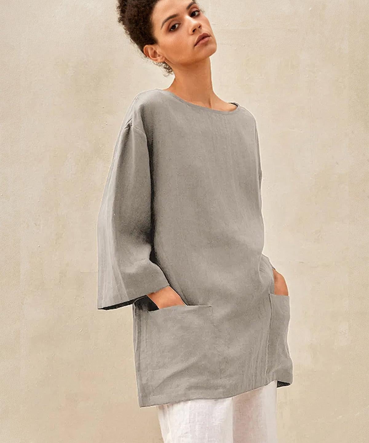 100% Linen Loose Long Shirt LILY