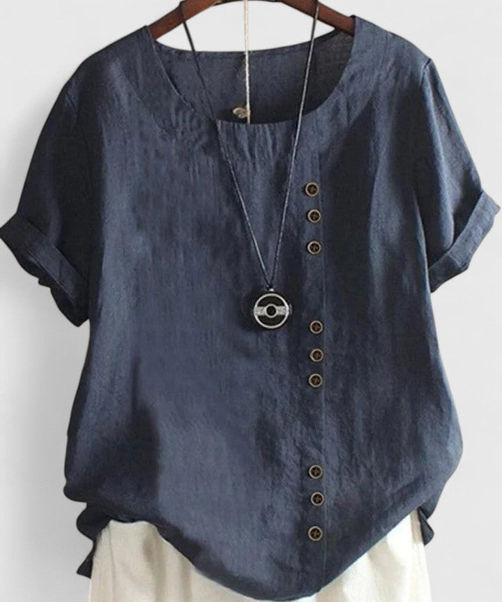 Elisavie - Comfortable Short Sleeve Blouse