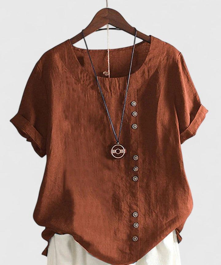 Elisavie - Comfortable Short Sleeve Blouse