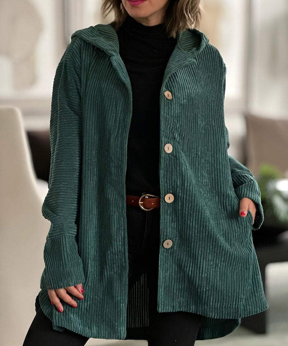 Cordia - Corduroy Hooded Cardigan