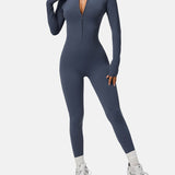 Women Zip Up Long Sleeve Workout Jumpsuit