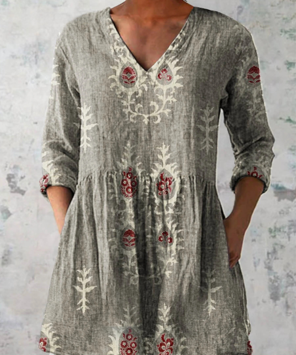Elise | Long Blouse with V-Neck