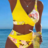 Lorraine - Bikini with Contrasting Floral Print and Slit