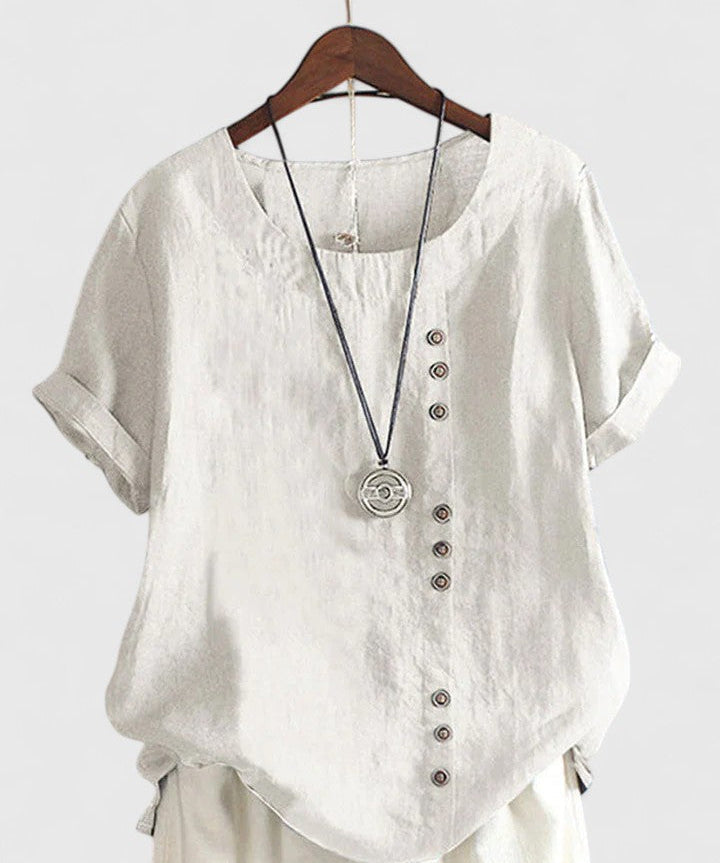 Elisavie - Comfortable Short Sleeve Blouse