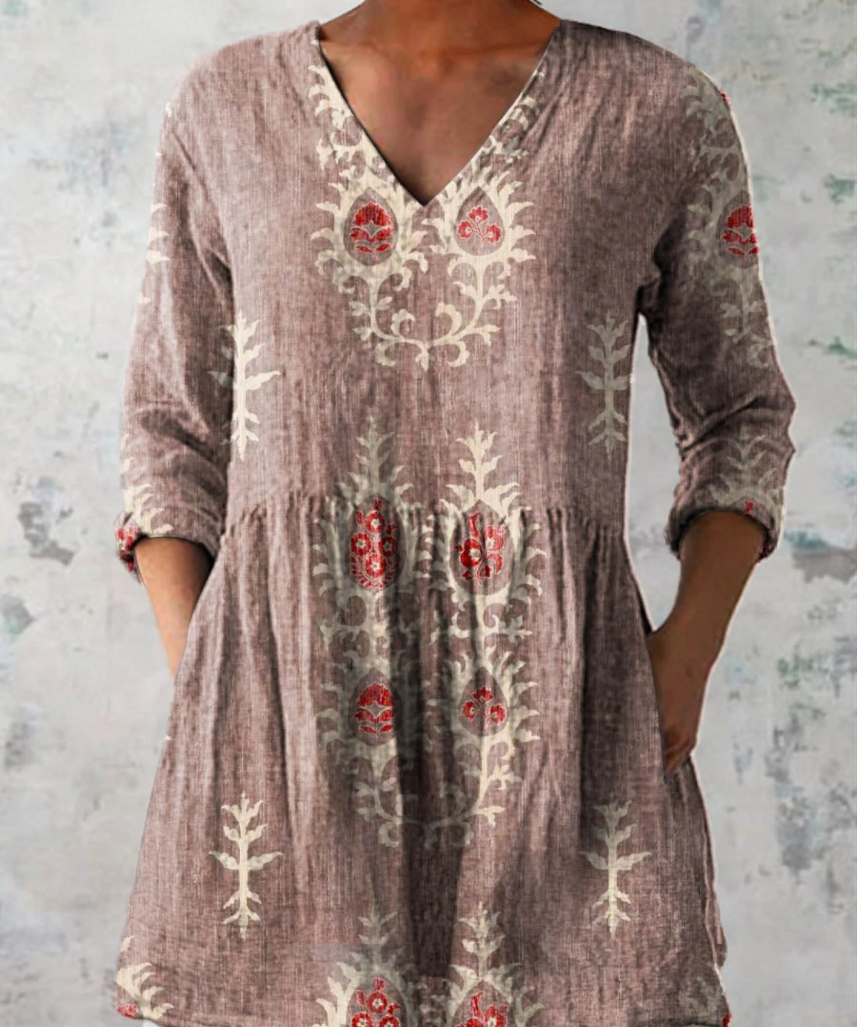 Elise | Long Blouse with V-Neck