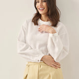 100% Linen Mock Neck Long-Sleeve Top DEANNA