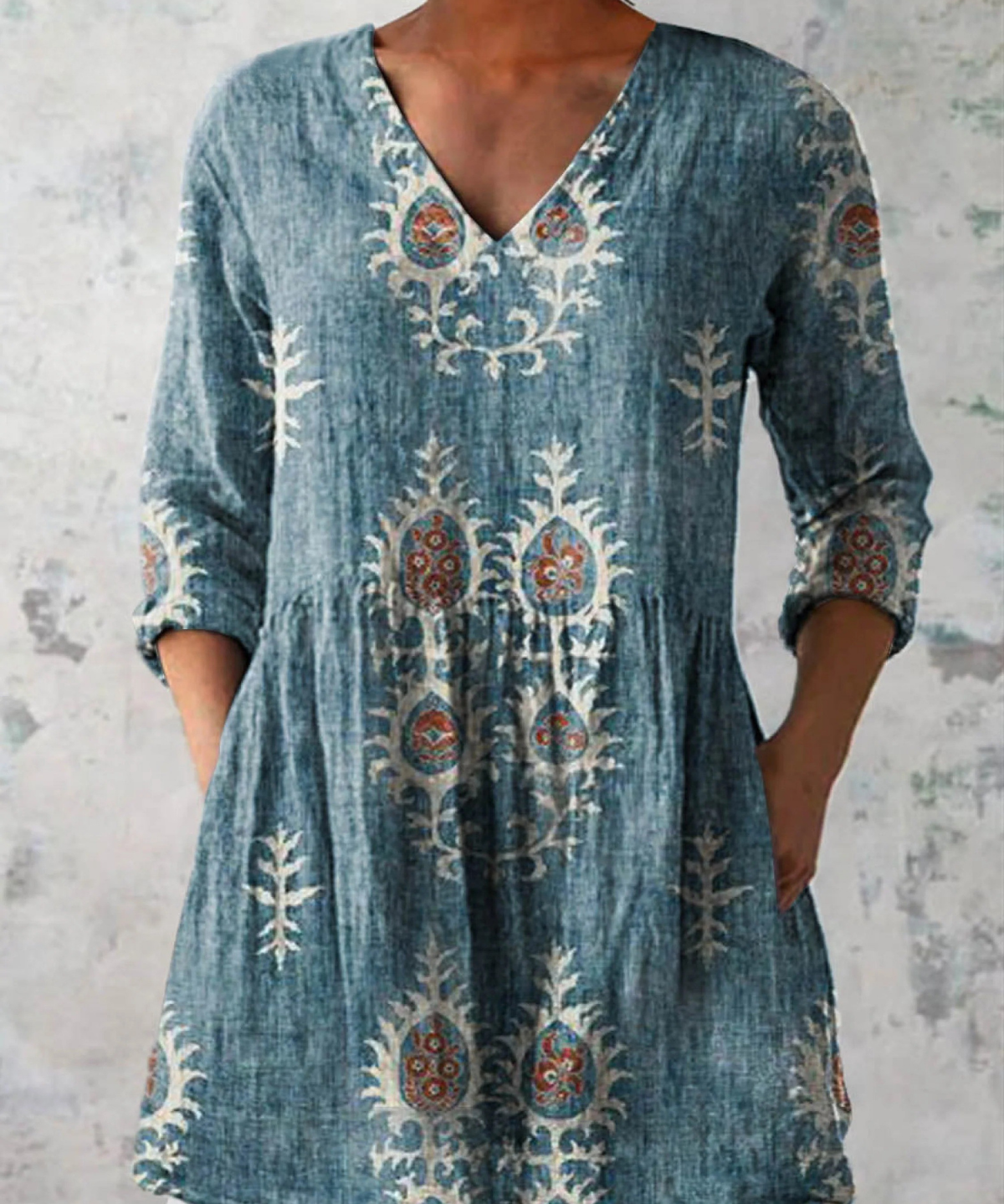 Elise | Long Blouse with V-Neck