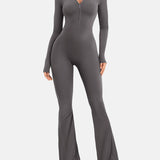 Women Zip Up Long Sleeve Workout Jumpsuit
