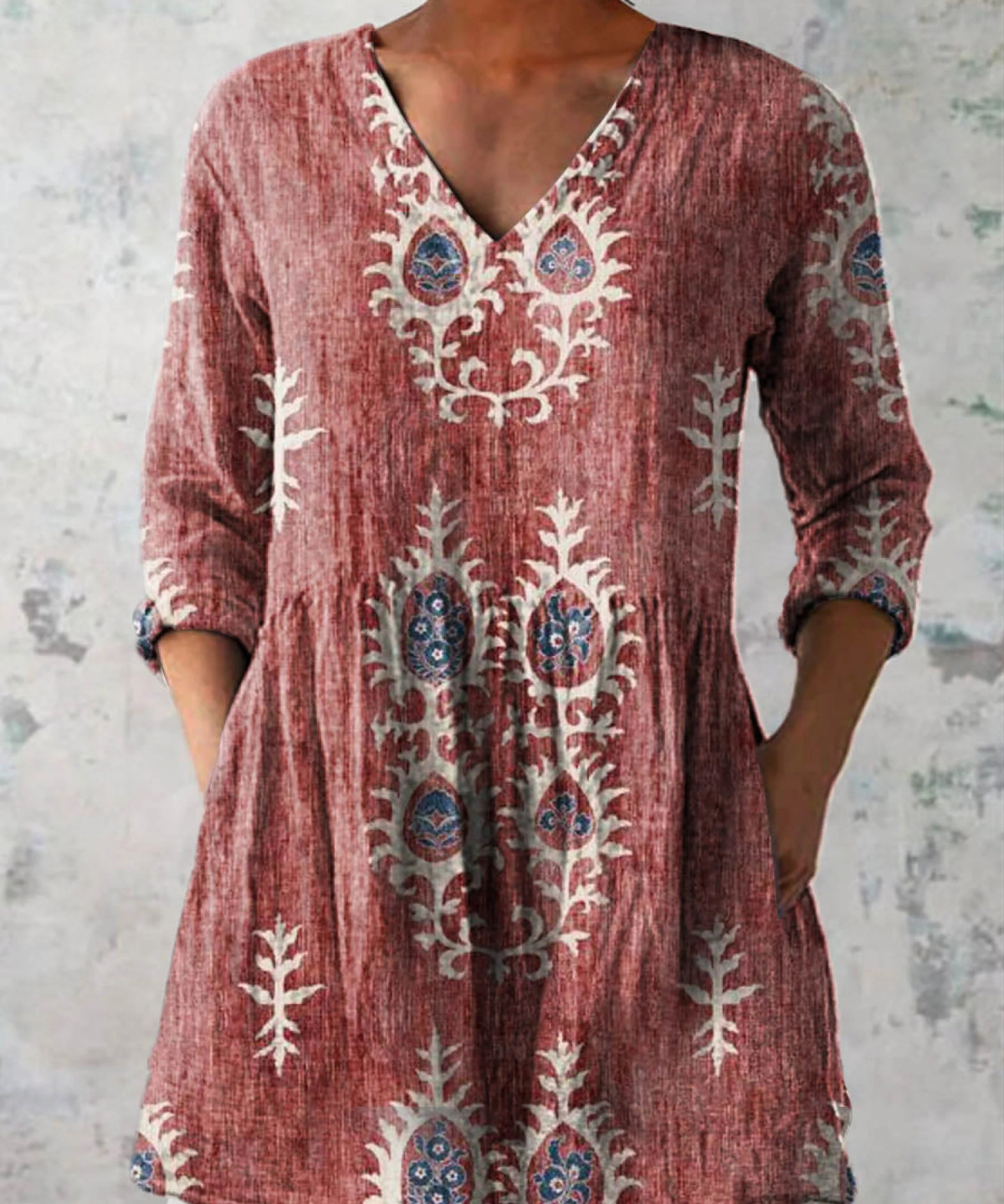 Elise | Long Blouse with V-Neck