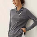 Cashmere Asymmetric Cowl Neck Stretch Top TATIANA
