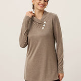 Cashmere Asymmetric Cowl Neck Stretch Top TATIANA