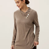 Cashmere Asymmetric Cowl Neck Stretch Top TATIANA