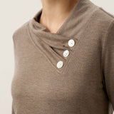 Cashmere Asymmetric Cowl Neck Stretch Top TATIANA