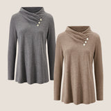 Cashmere Asymmetric Cowl Neck Stretch Top TATIANA