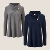 Cashmere Asymmetric Cowl Neck Stretch Top TATIANA