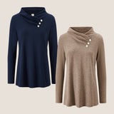 Cashmere Asymmetric Cowl Neck Stretch Top TATIANA