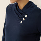 Cashmere Asymmetric Cowl Neck Stretch Top TATIANA