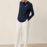 Cashmere Asymmetric Cowl Neck Stretch Top TATIANA