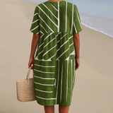 Eira - Green Dress with Geometric Pattern