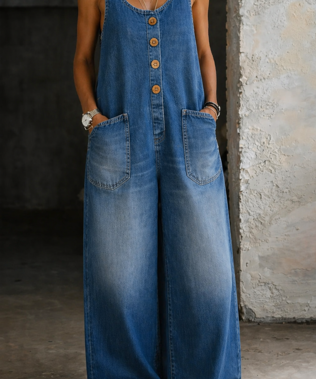 Saylor - Vintage Washed Cotton Denim Overalls