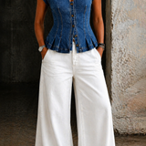 Viera - V-Neck Denim Top