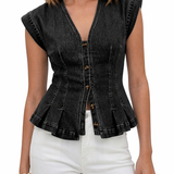 Viera - V-Neck Denim Top