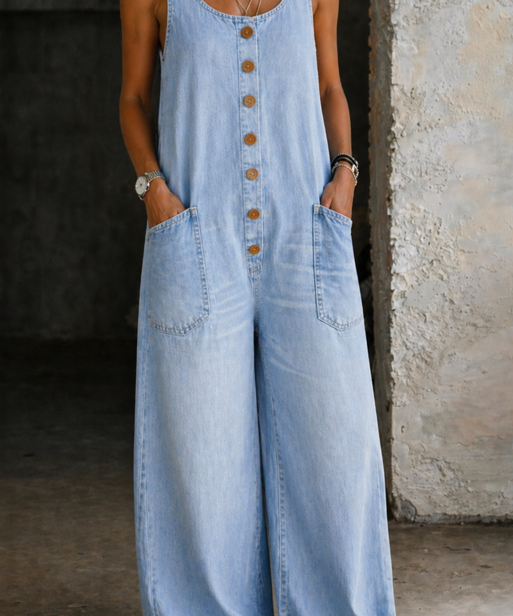 Saylor - Vintage Washed Cotton Denim Overalls