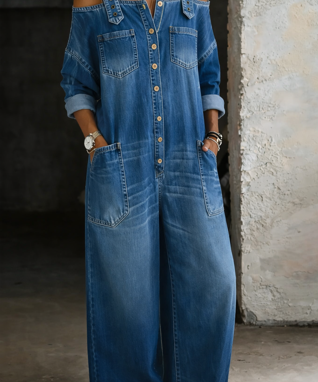 Sophia - Off Shoulder Denim Jumpsuit