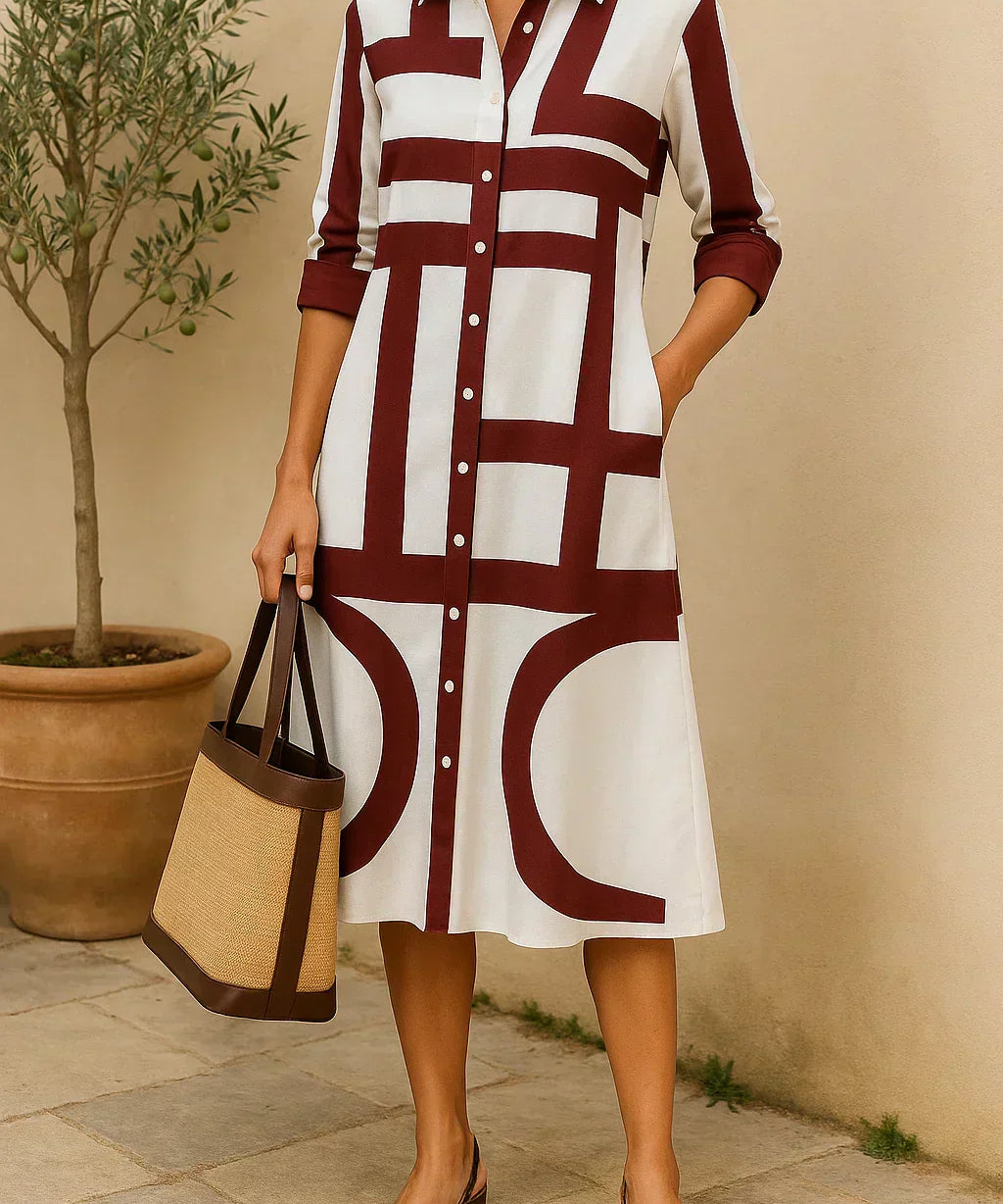 Axis - Shirt Dress with Geometric Print