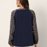 Cotton Contrast Collar Long Sleeve Top CARMEN