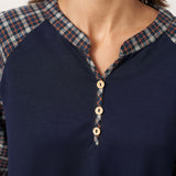 Cotton Contrast Collar Long Sleeve Top CARMEN