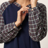 Cotton Contrast Collar Long Sleeve Top CARMEN