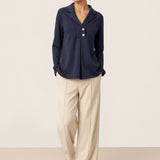 Notched Pleat Long Sleeve Top JUNE