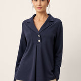 Notched Pleat Long Sleeve Top JUNE