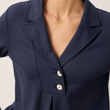 Notched Pleat Long Sleeve Top JUNE