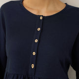 Organic Cotton Patchwork Cuff Button Decor Top AUDREY