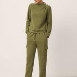 Cotton Shoulder Button Long Sleeve Top MYRA
