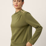 Cotton Shoulder Button Long Sleeve Top MYRA