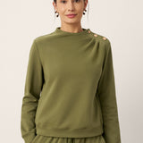 Cotton Shoulder Button Long Sleeve Top MYRA