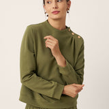Cotton Shoulder Button Long Sleeve Top MYRA
