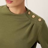 Cotton Shoulder Button Long Sleeve Top MYRA