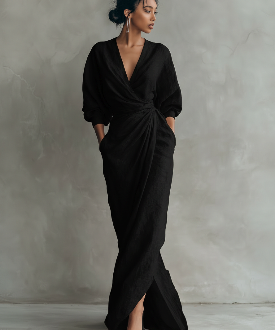 Alessia - Pink Linen Maxi Dress
