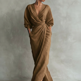 Alessia - Pink Linen Maxi Dress