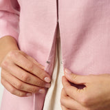 100% Linen Sculpted Waist V-neck Longline Jacket Top AZURA