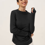 Wool Mock Neck Waist Pleat Top ISOLDE