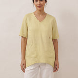 100% Linen Asymmetric Hem Long Top ISLA