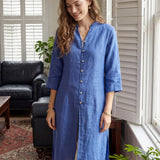 100% Linen Hand Button Long Top DILLON
