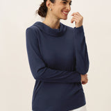 Bamboo Viscose Lapel Mock Neck Stretch Knit Top MARISOL