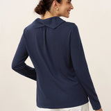 Bamboo Viscose Lapel Mock Neck Stretch Knit Top MARISOL